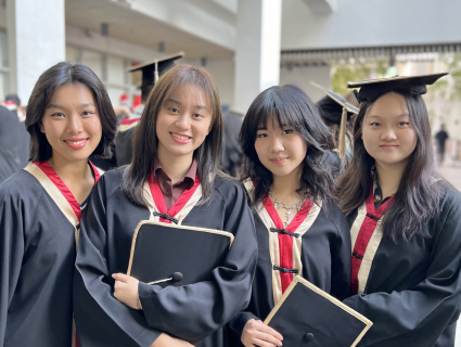 RCHK Cap and Gown Year 13 graduates female student photos - scholarships, career, university